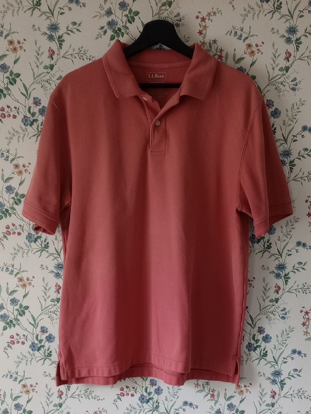 L.L. Bean 100% Cotton Salmon Pink Shortsleeve Polo Shirt - Traditional Fit